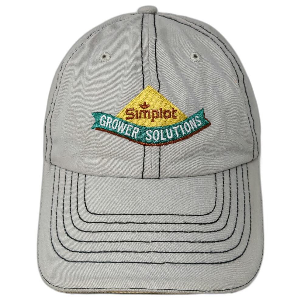 Simplot Baseball Cap Gray One Size Grower Solutions Adjustable 100% Cotton Hat